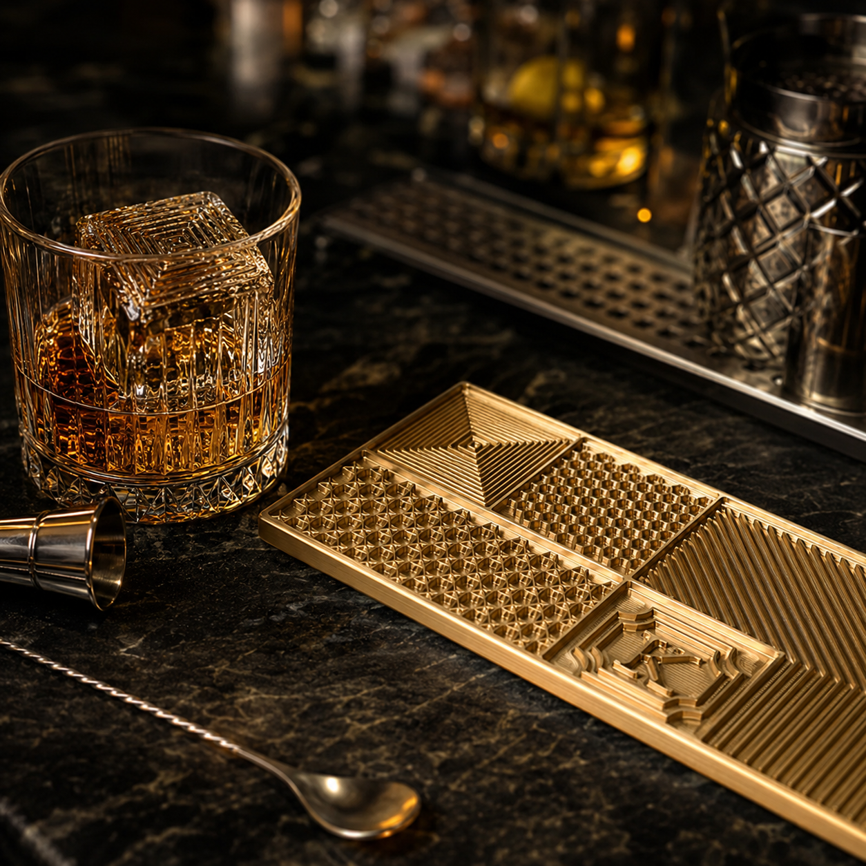 Brass Ice Cube Plate with Custom Logo for Bars, Events and Entertaining