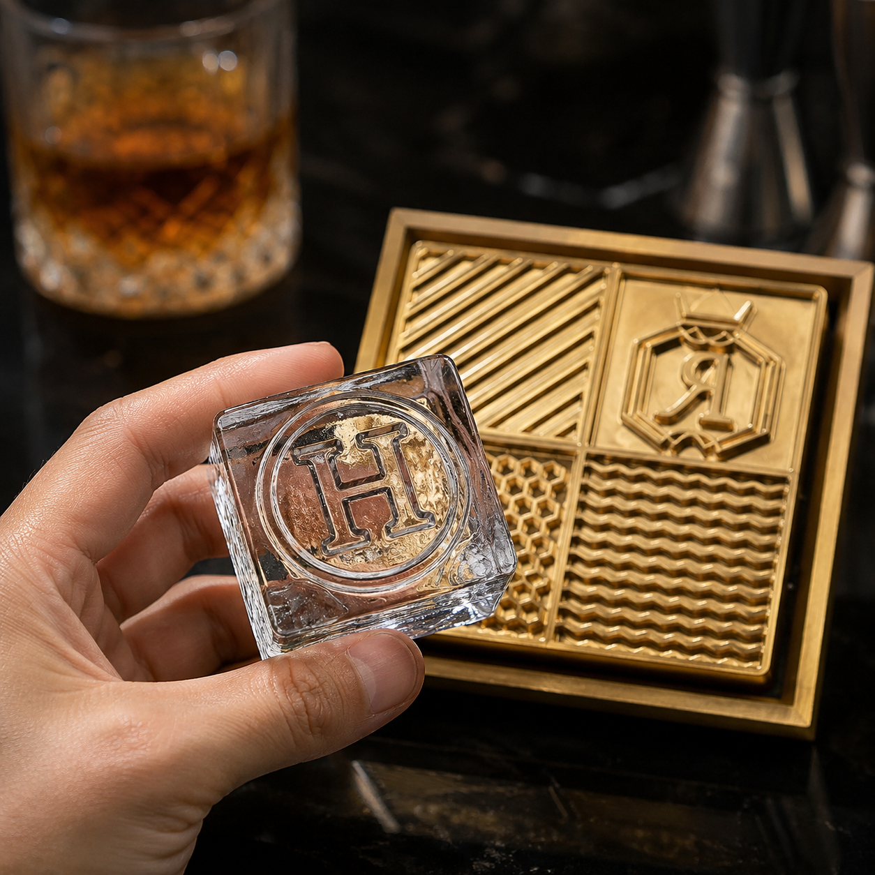 Custom Logo Ice Plate for Whiskey Bars, Restaurants and Drink Service