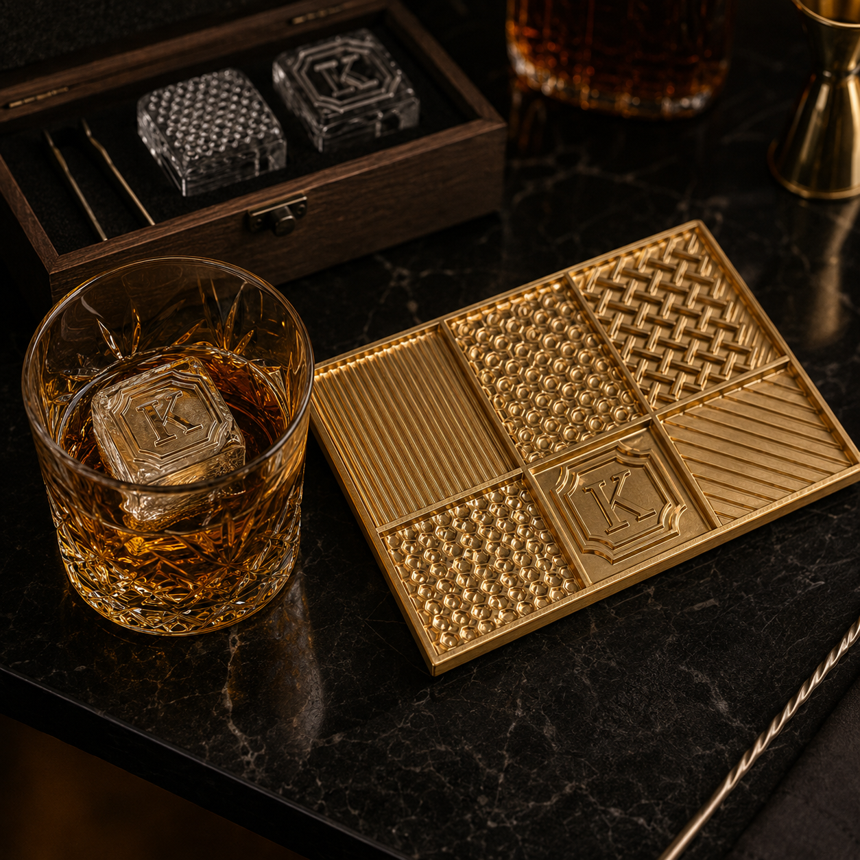 Personalized Brass Ice Plate for Branded Cocktails and Special Events