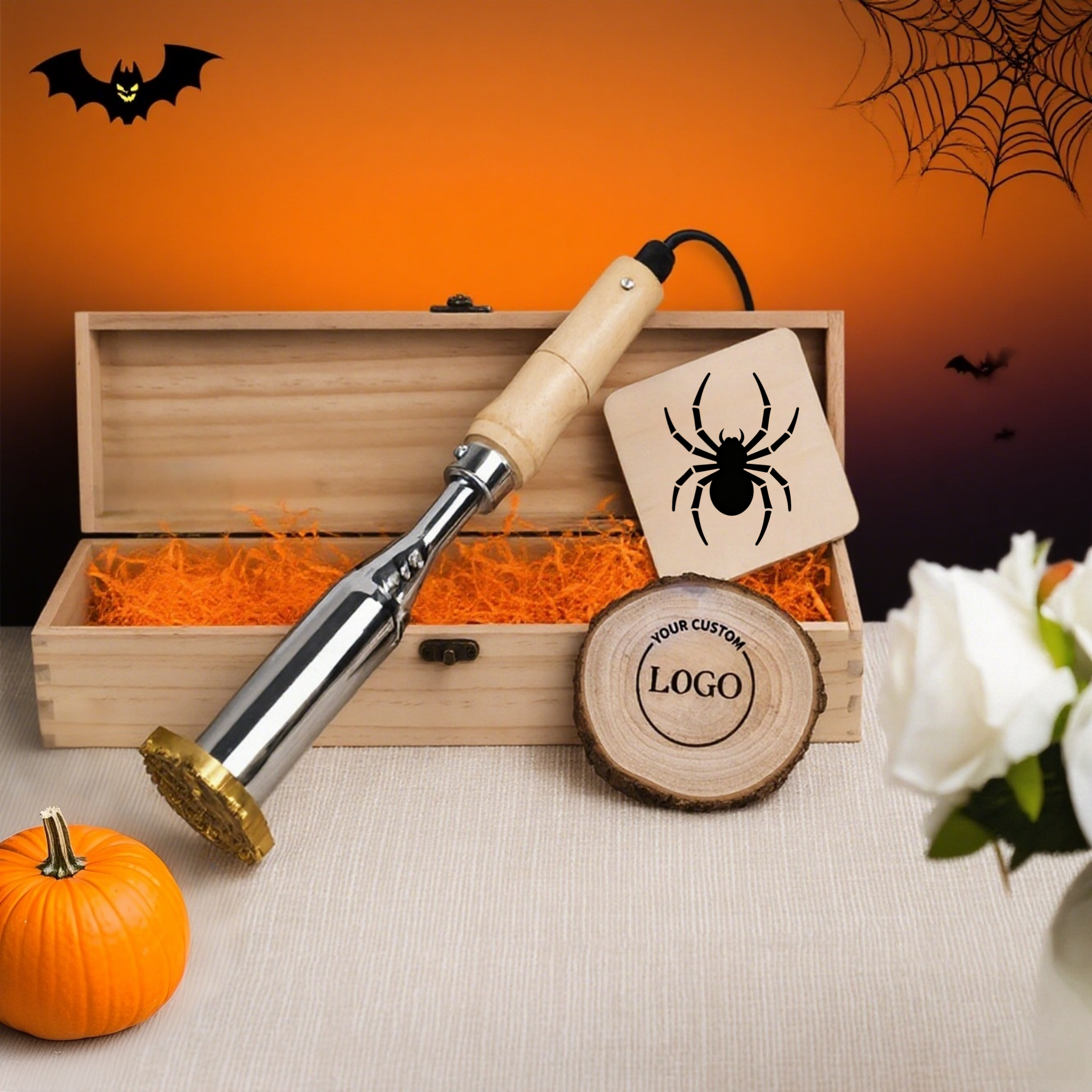 Custom Electric Pumpkin Branding Iron, Halloween Edition Stamp, Perfect Gift for Woodworkers, BBQ Lovers and Handmade Crafts