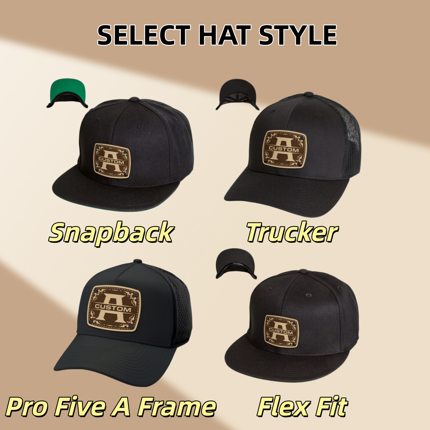 Custom Initials Hat with Engraved Leather Patch  / Monogram Custom Hat