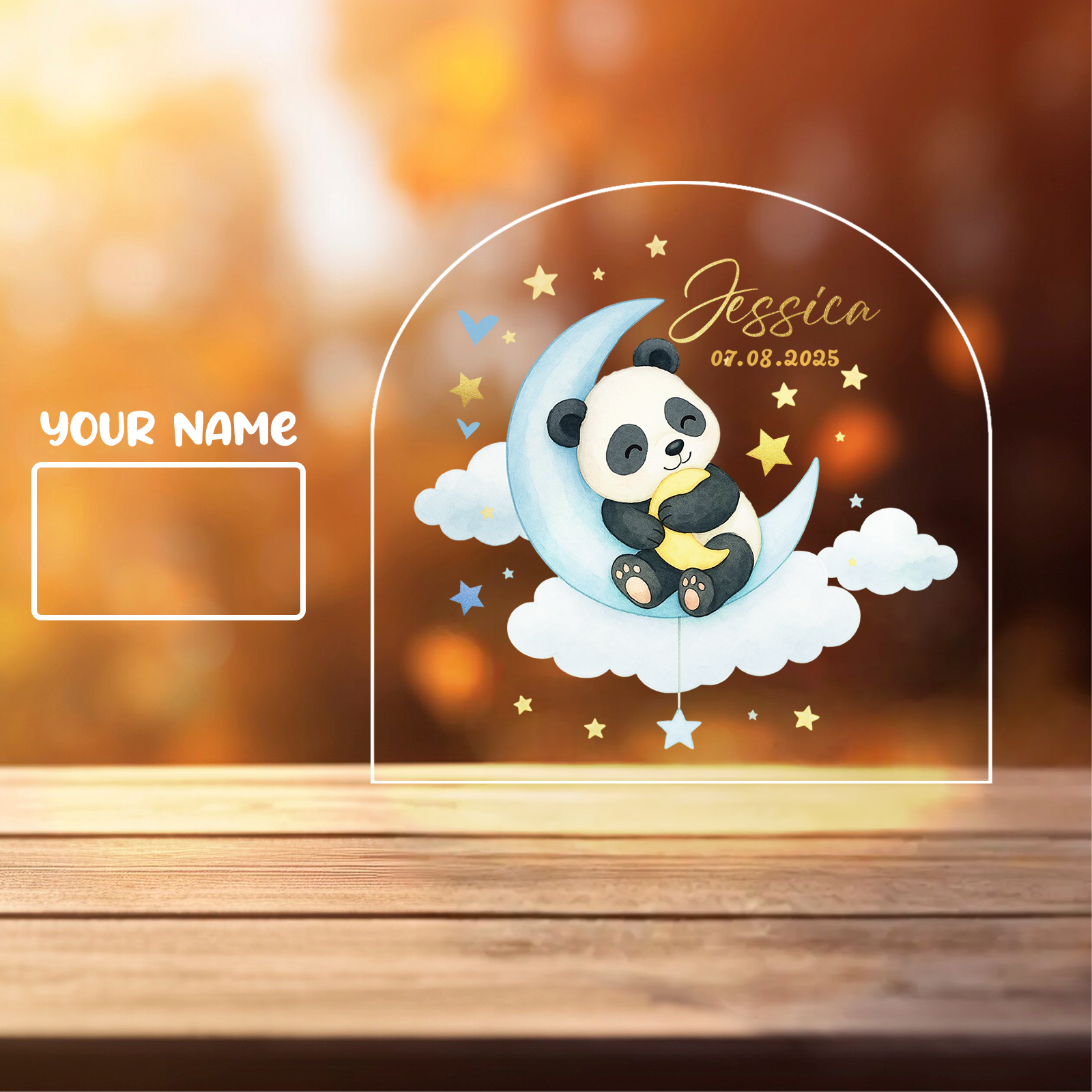 Custom Panda LED Night Light – Soft Blue Glow for Kids Room