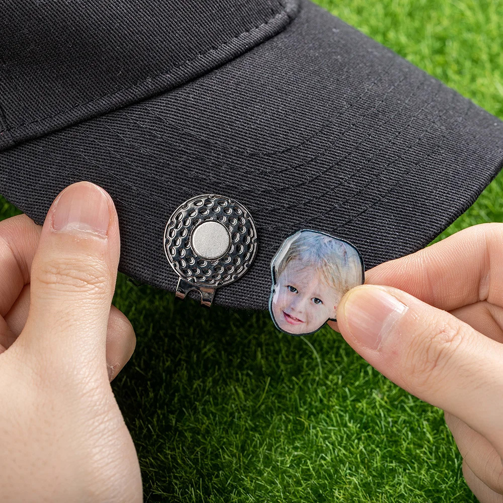 Personalized Photo Golf Ball Marker with Magnetic Hat Clip with Name Birthday Father's Day Gift for Golf Lover