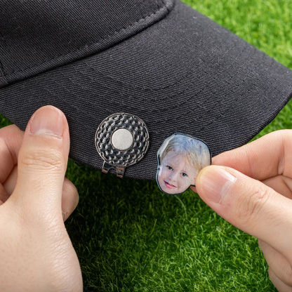 Personalized Photo Golf Ball Marker with Magnetic Hat Clip with Name Birthday Father's Day Gift for Golf Lover