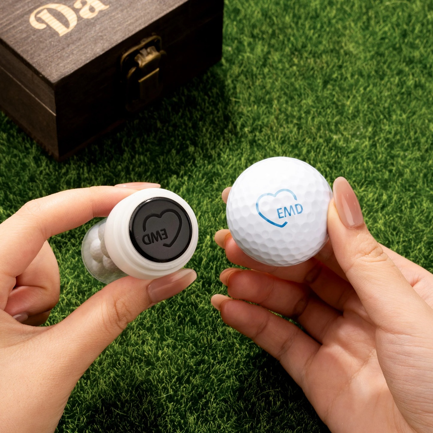 Personalized Name Initial Monogram Golf Ball Stamp and Wooden Storage Box Golf Course Accessory Birthday Sports Gift for Golf Players Lovers