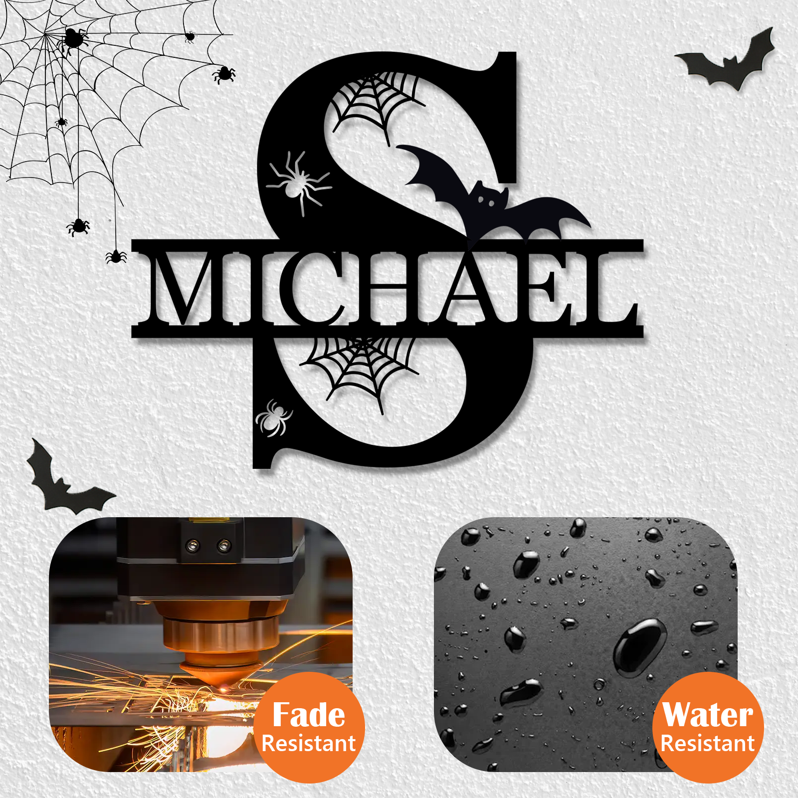 Personalize Halloween Letter Metal Sign Halloween Family Name Sign Spooky Last Name Letter Monogram Custom Metal Fall Autumn Home Decor