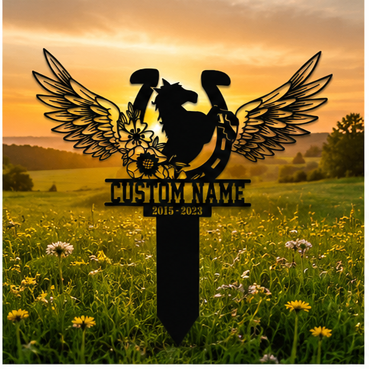 Horse Memorial Stake Personalized, Customized Horse Metal Grave Marker, in Memorial of Horse, Pet Loss Outdoor Plaque, Pony Cross Stake, Horse Tombstone Plaque