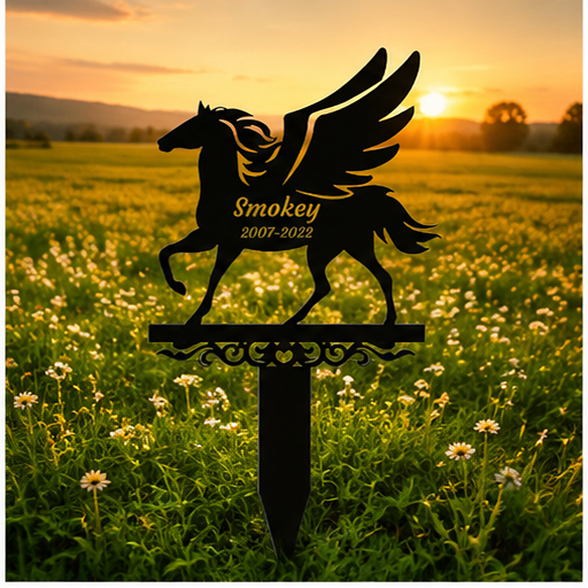 Horse Memorial Stake Personalized, Customized Horse Pet Grave Marker in Memorial of Horse Outdoor Horse Tombstone