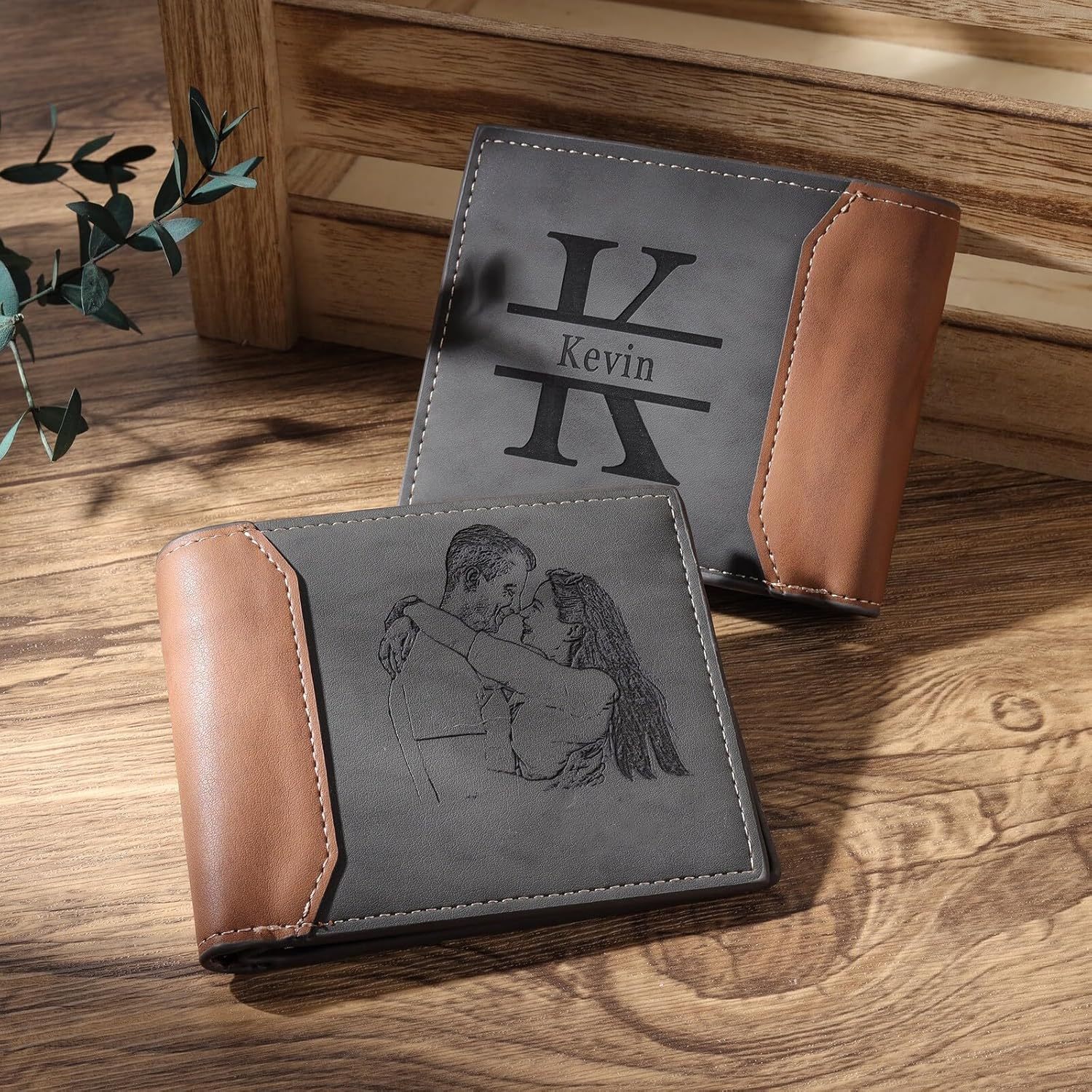 Custom Wallets for Men, Personalized Photo Wallets for Fathers Day, Personalized Gifts Engraved Wallets for Boyfriend Husband Dad Men Him