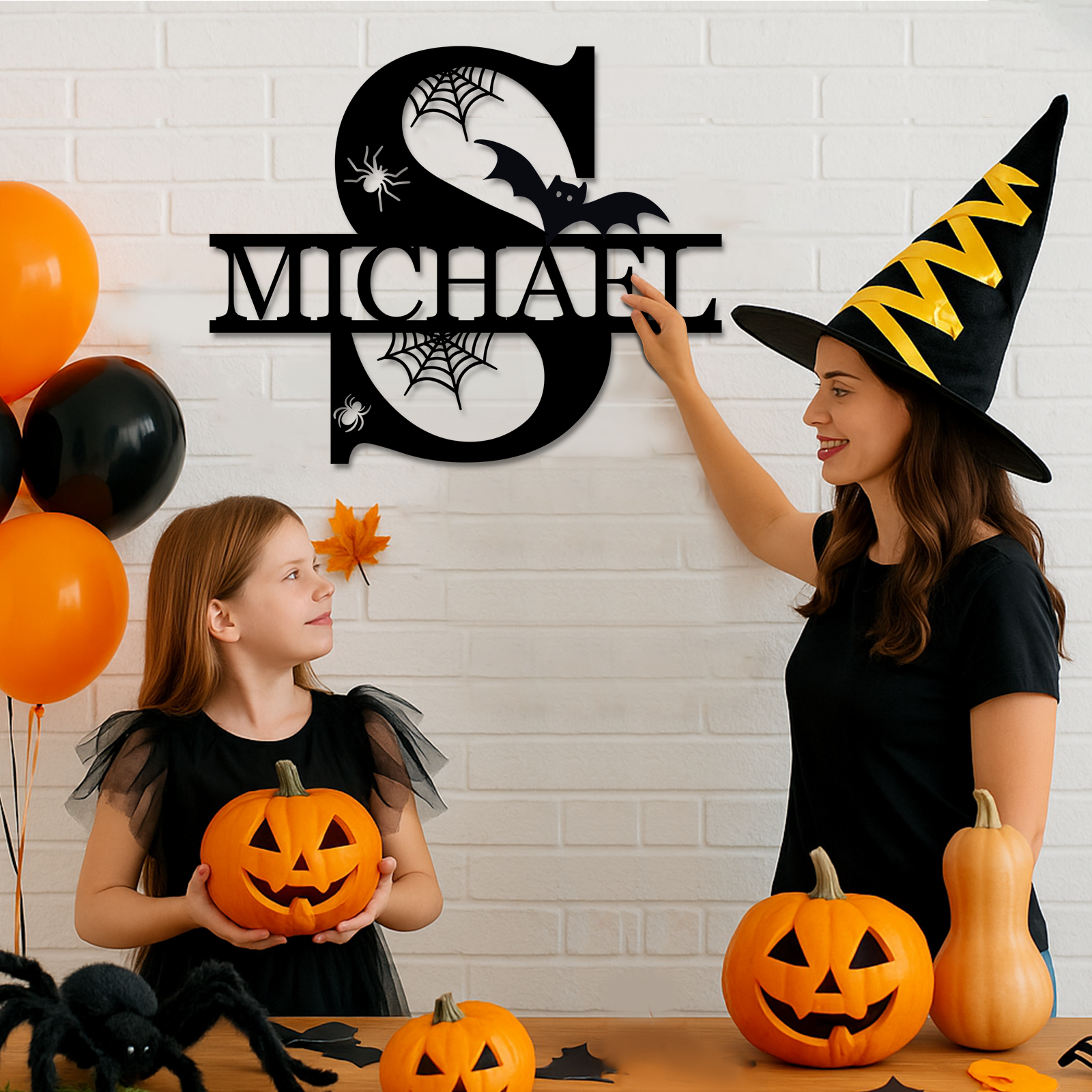 Personalize Halloween Letter Metal Sign Halloween Family Name Sign Spooky Last Name Letter Monogram Custom Metal Fall Autumn Home Decor