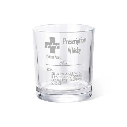 Personalized Funny Prescription Whisky Glasses and Slate Coaster with Laser Engraved Name Father's Day Gift for Him