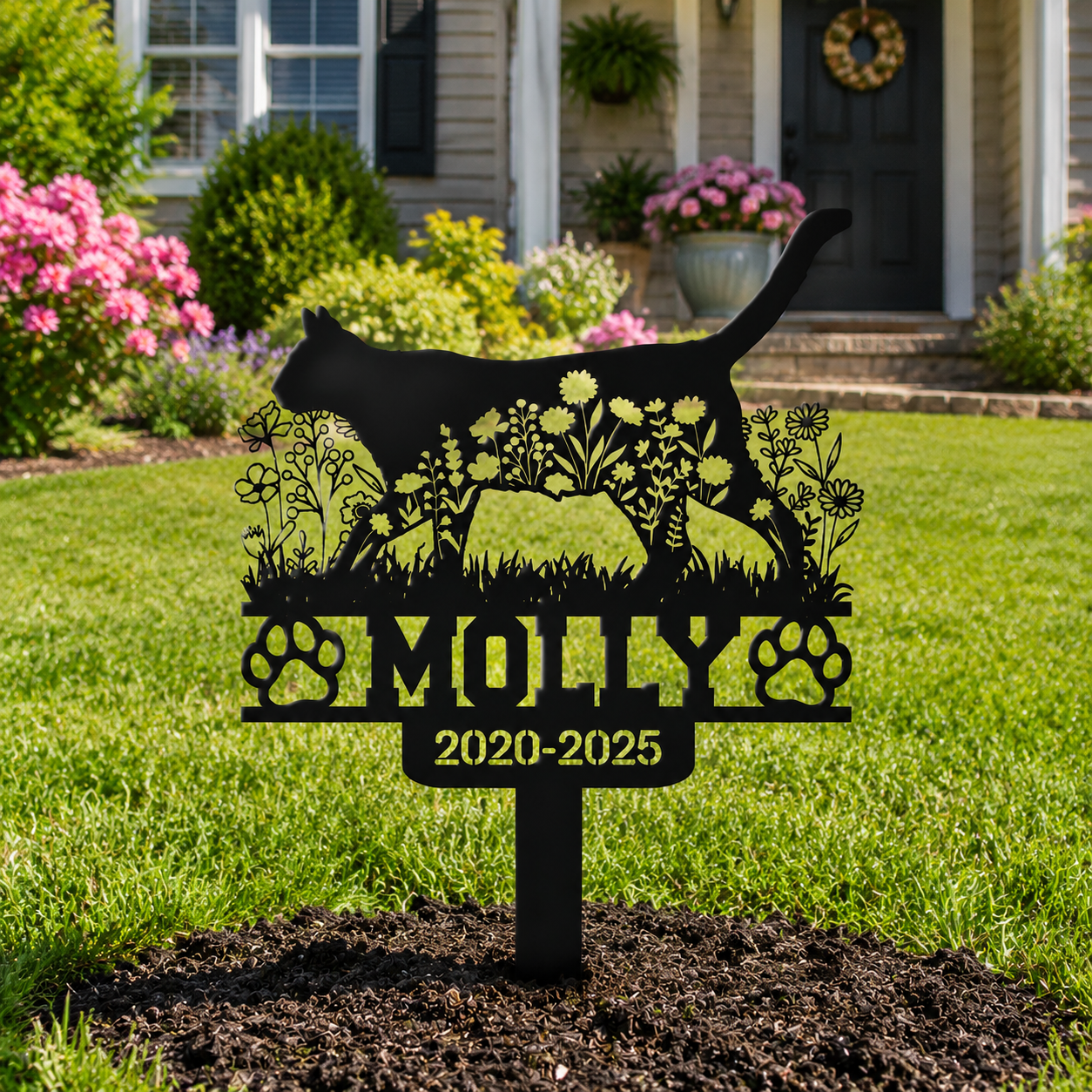 Custom Cat Grave Marker Outdoor, Personalized Pet Headstone for Garden or Cemetery Use, Pet Grave Markers Cat Memorial Stone in Sizes