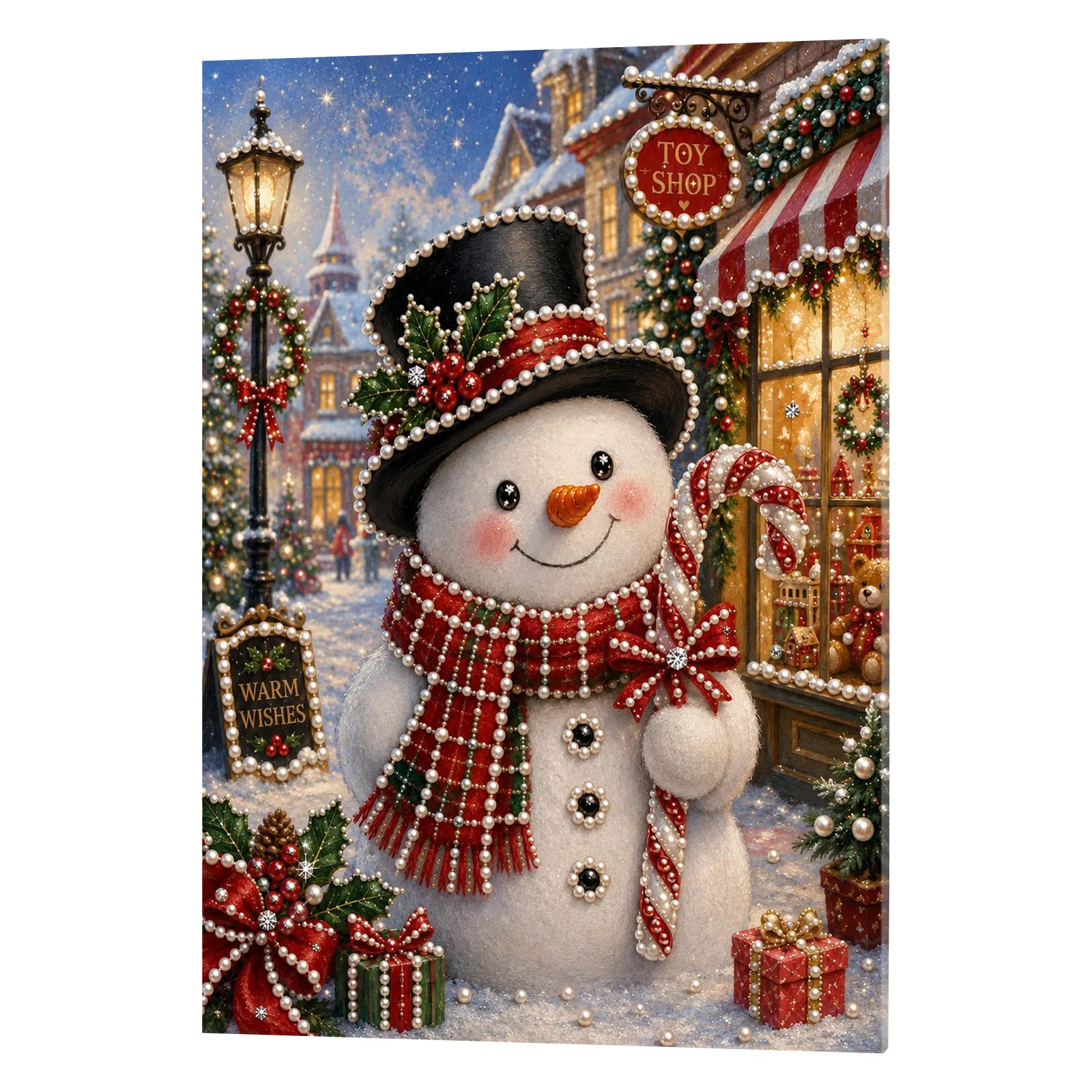 Framed Winter Snowman-Pearls Painting Kit DIY Diamond Painting Pearl Dot Crafts 