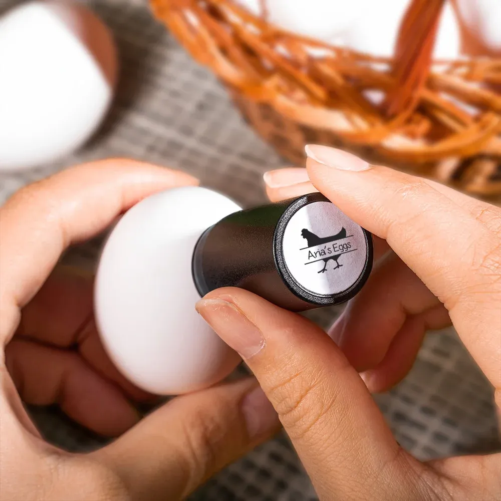 Personalized Chicken Silhouette Pattern Egg Stamp Farm Egg Label with Text and Box Birthday Mother's Day Father's Day Gift for Family Farmer Breeder