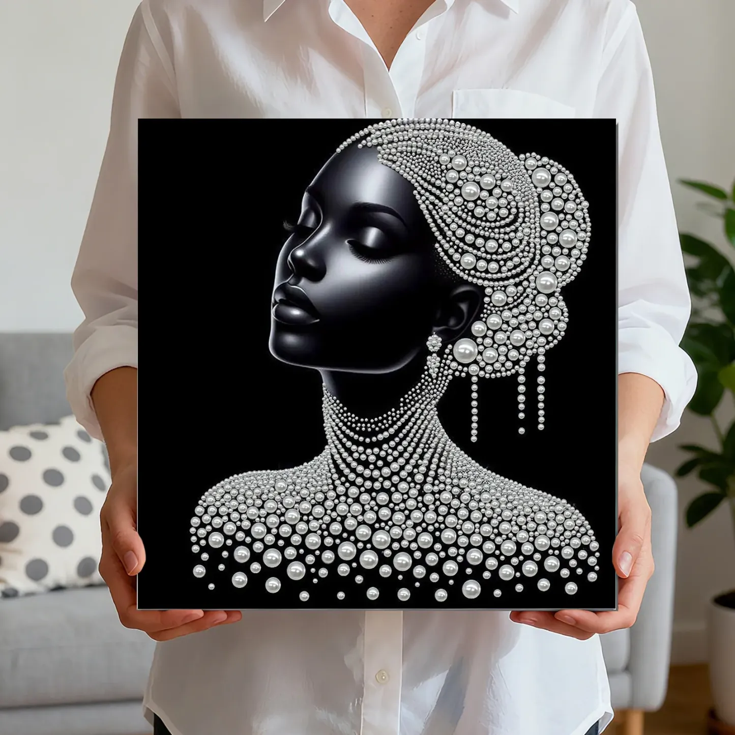Framed Gracelady - Pearls Painting Kit for Creativity DIY Pearl Dot Crafts for Gift Home Wall Decor 