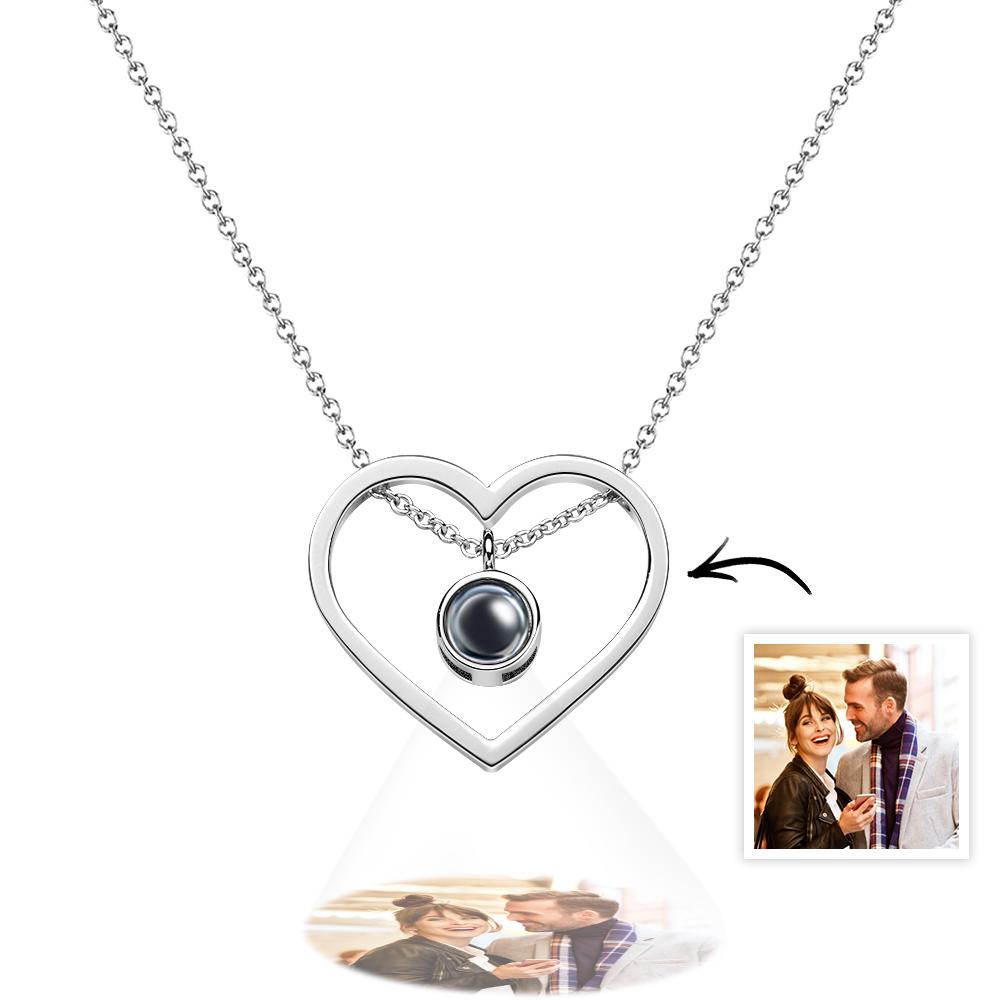 Heart Projection Necklace Personalized Memorial Photo Pendant Necklace Personalized Gifts for Her