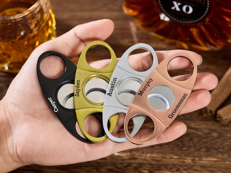 Engraved Cigar Cutter for Men Gift for Groomsman Personalized Cigar Cutter For Dad, Groomsman Gift Proposal Custom Cigar Accessories For Him