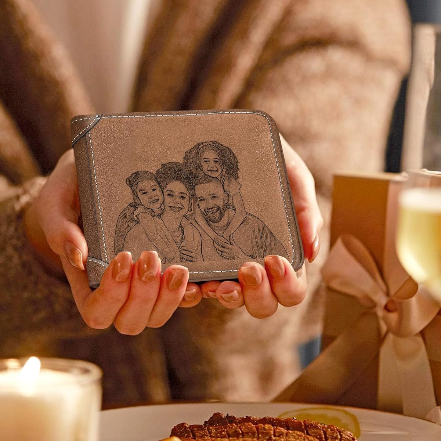 Personalized Photo Wallets for Men, Custom Name Mens Wallets for Him Boyfriend Husband Dad Men, Personalized Gifts Engraved Photo Name Text Wallets for Birthday Anniversary