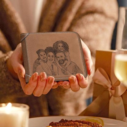 Personalized Photo Wallets for Men, Custom Name Mens Wallets for Him Boyfriend Husband Dad Men, Personalized Gifts Engraved Photo Name Text Wallets for Birthday Anniversary