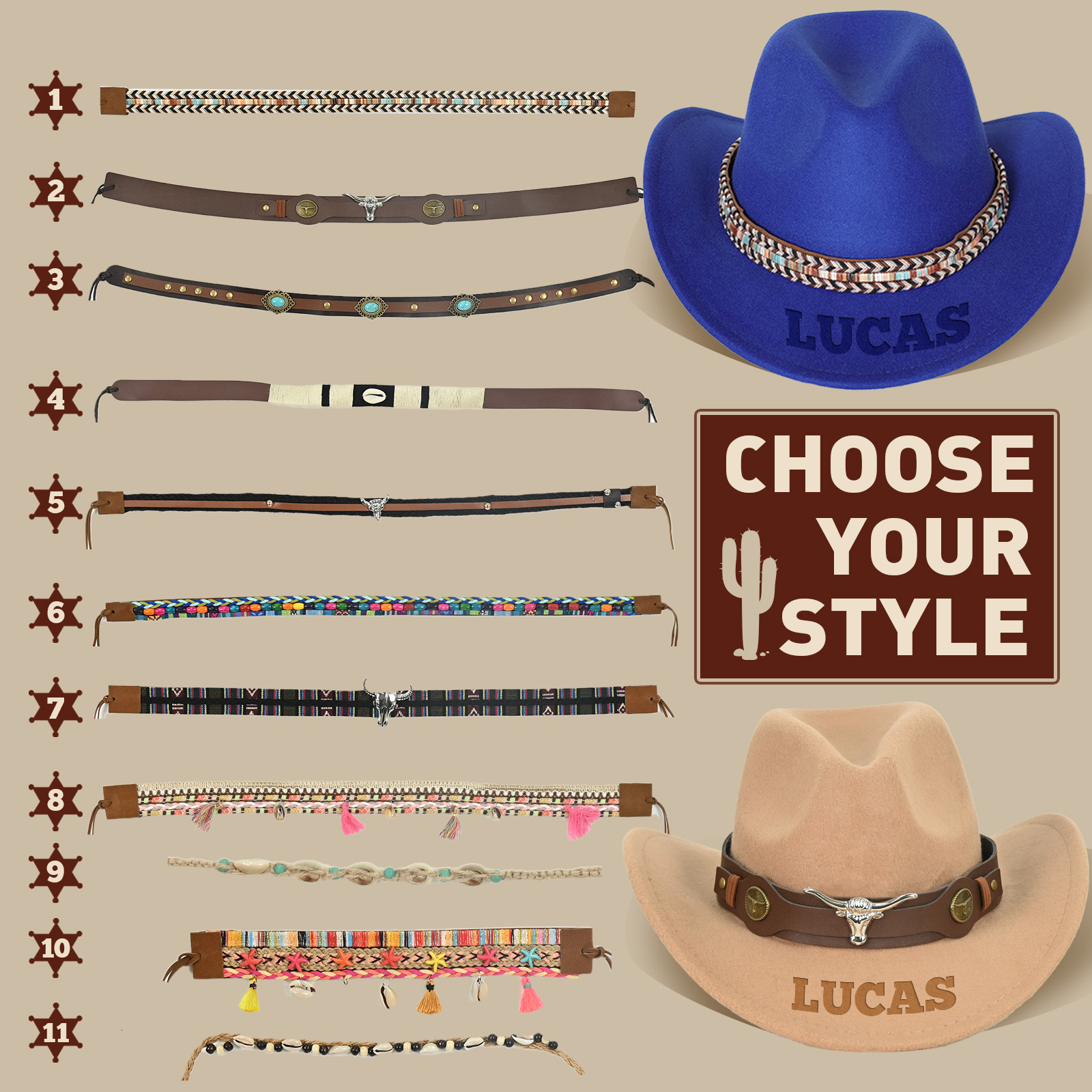 Custom Cowboy Hat for Men Women Personalized Western Engraving Cowgirl Hats Toddler Kids Cowboy Hats with Name