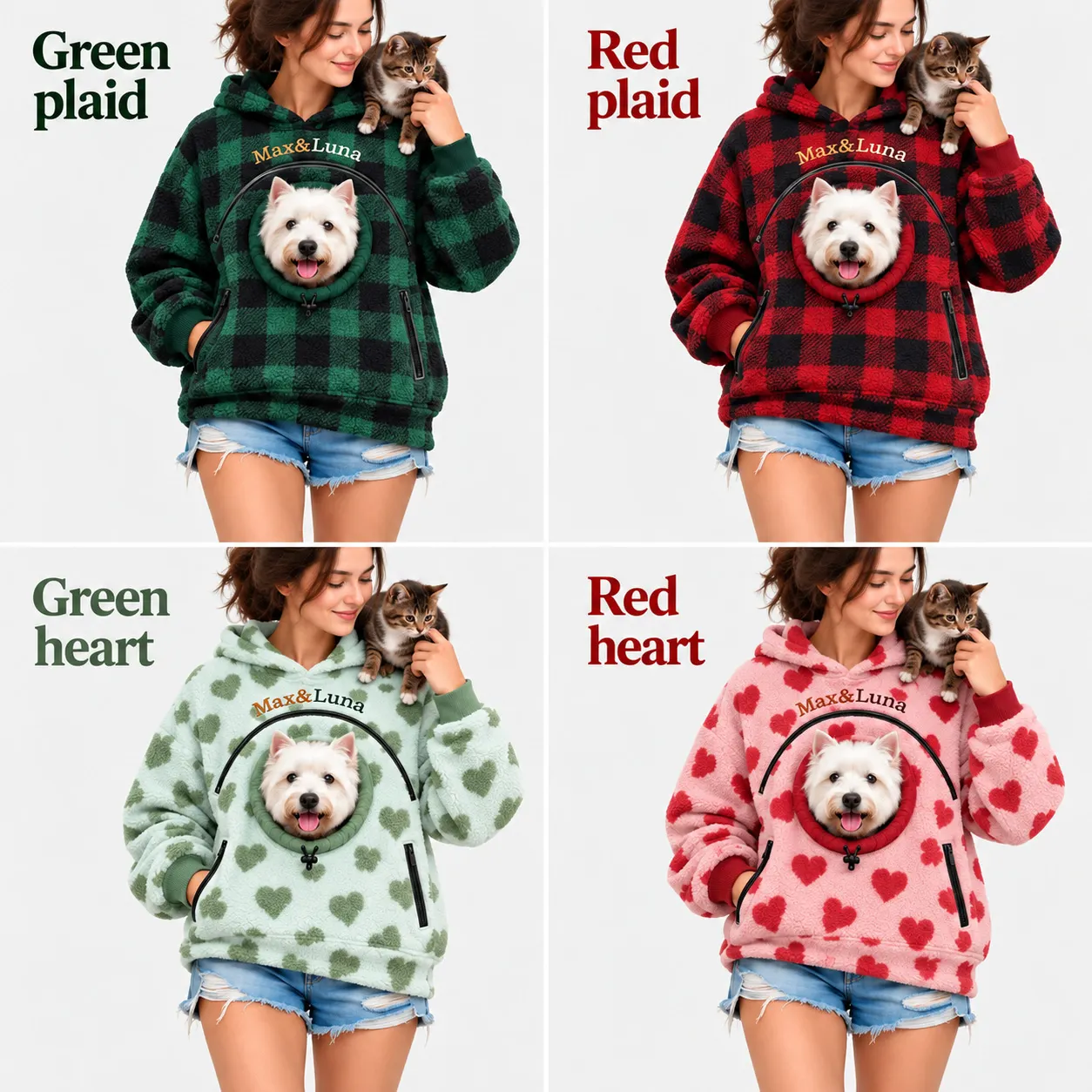 Personalized Pet Carrier Hoodie with Custom Name, Cozy Fleece Dog & Cat Carrying Sweatshirt, Hands-Free Puppy Pouch Hoodie, Small Pet Carrier Jacket, Gift for Pet Lovers