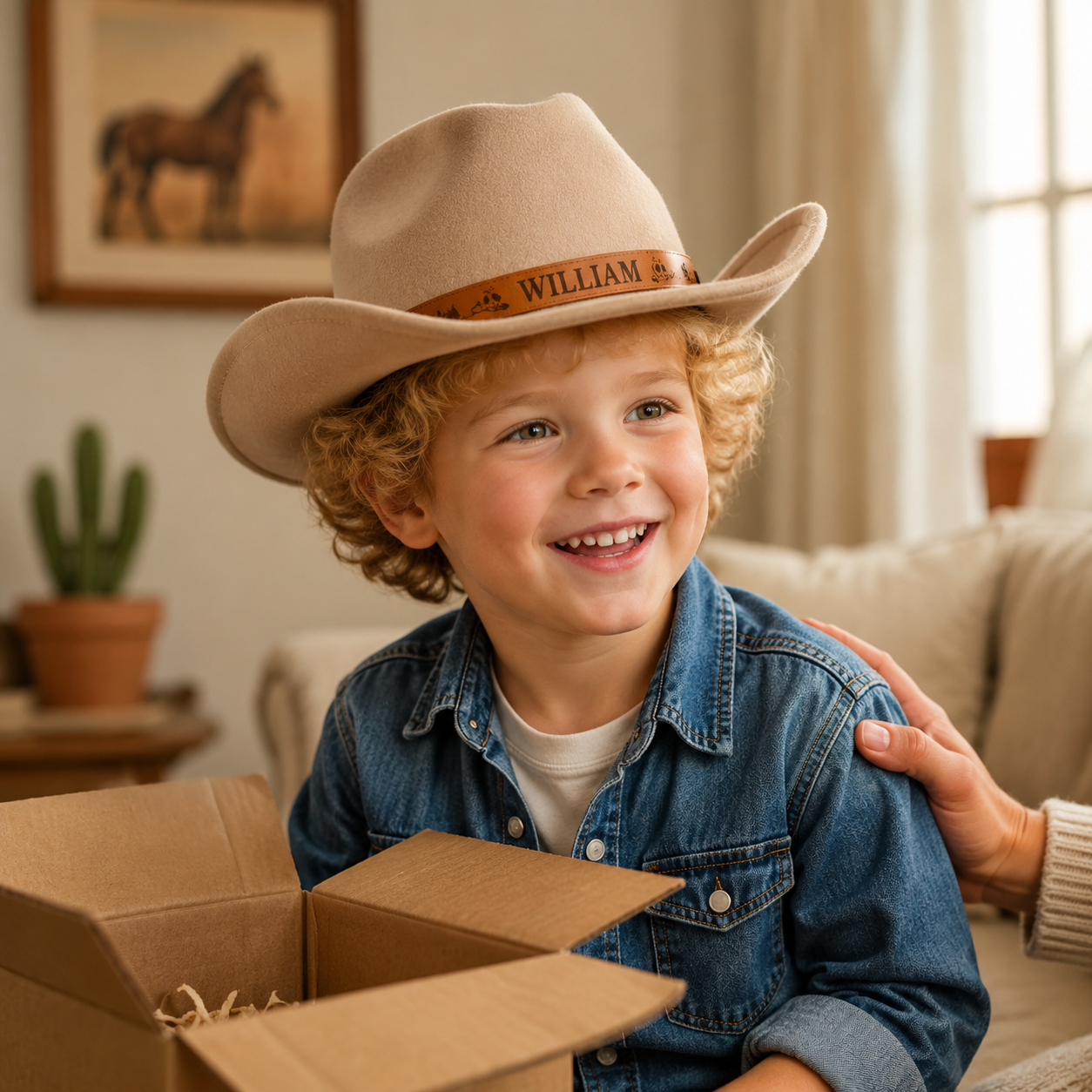Personalized Cowboy Hat for Toddler Boys Girls, Western Hat for Kids Men Women, Custom Leather Patch Baby Cowgirl Hat