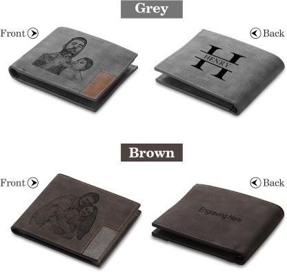 Custom Wallets for Men, Personalized Photo Wallets for Fathers Day, Personalized Gifts Engraved Wallets for Boyfriend Husband Dad Men Him