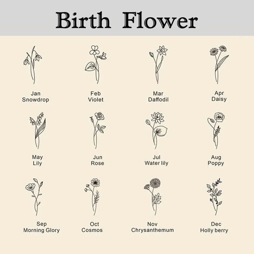 Personalized Birth Flower PU Leather Keychain with Engraved Name Wedding Party Birthday Gift for Her