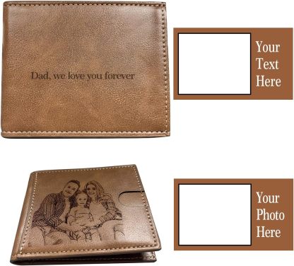 Custom Wallet for Men, Personalized Engraved Men's Wallet, Long Leather Men Wallet with Photo Name for Anniversary Birthday Wedding, Personalized Gifts for Him Dad Husband Groomsman Boyfriend