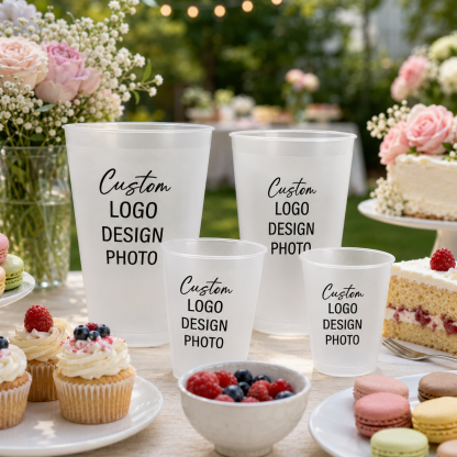 Custom Logo Party Cups, Personalized Plastic Cups for Birthdays, Weddings & Holiday Celebrations