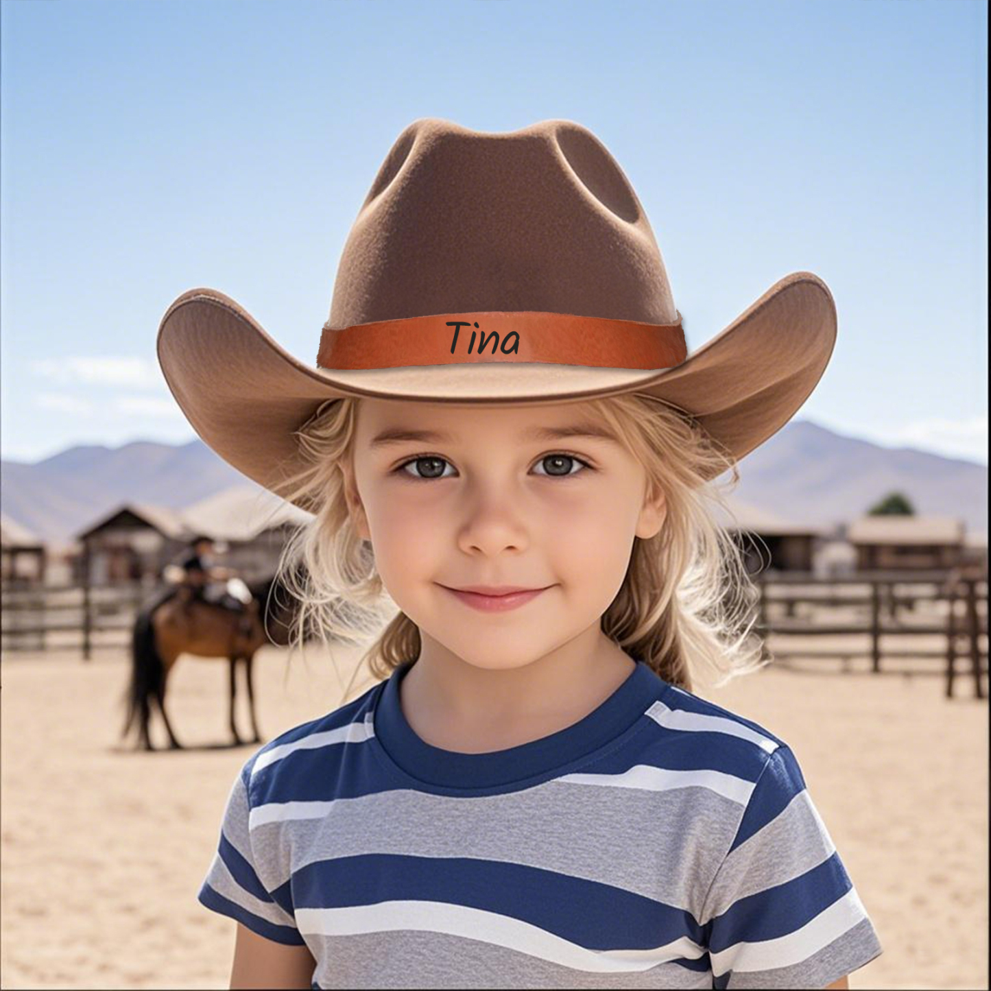 Personalized Toddler Cowboy Hat, Custom Western Hat for Kid Ages 4-8, Leather Hatband Cowgirl Hats for Girls Boys