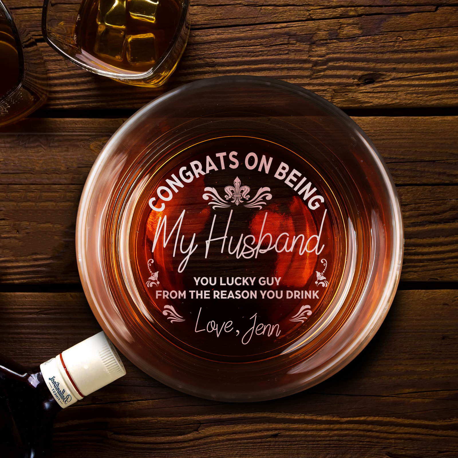 Congrats On Being My Husband Whiskey Glass - Personalized Engraved Prescription Whiskey Glass Gift - Thanks for All the Orgasams Whiskey Glass - Cocktail Glass Luxury Gift for Men Groomsman Dad