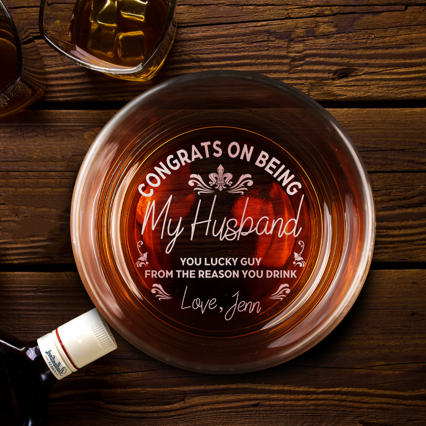 Congrats On Being My Husband Whiskey Glass - Personalized Engraved Prescription Whiskey Glass Gift - Thanks for All the Orgasams Whiskey Glass - Cocktail Glass Luxury Gift for Men Groomsman Dad