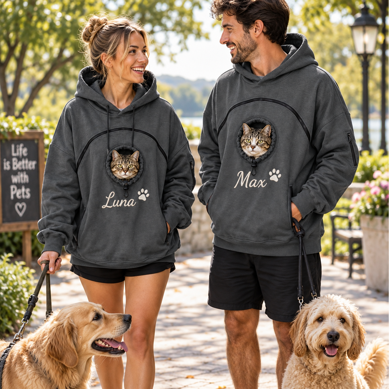 Personalized Pet Carrier Hoodie | Custom Embroidery Pet Pouch Unisex Hoodie Pet Parent Gift