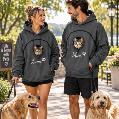 Personalized Pet Carrier Hoodie | Custom Embroidery Pet Pouch Unisex Hoodie Pet Parent Gift