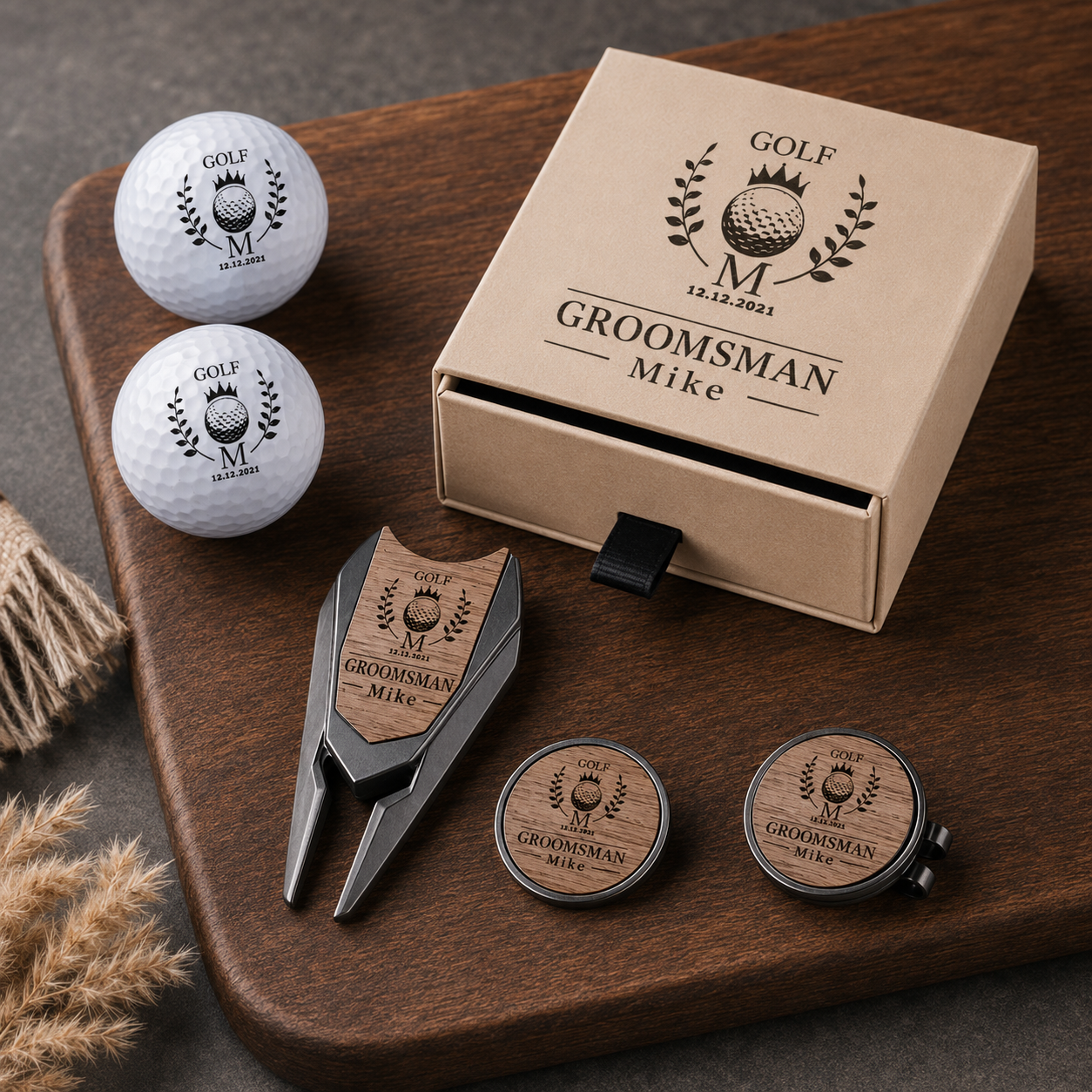 Golf Lover Gifts, Personalized Divot Repair Tool Set, Custom Initial Golf Accessories for Men, Birthday & Holiday Gifts