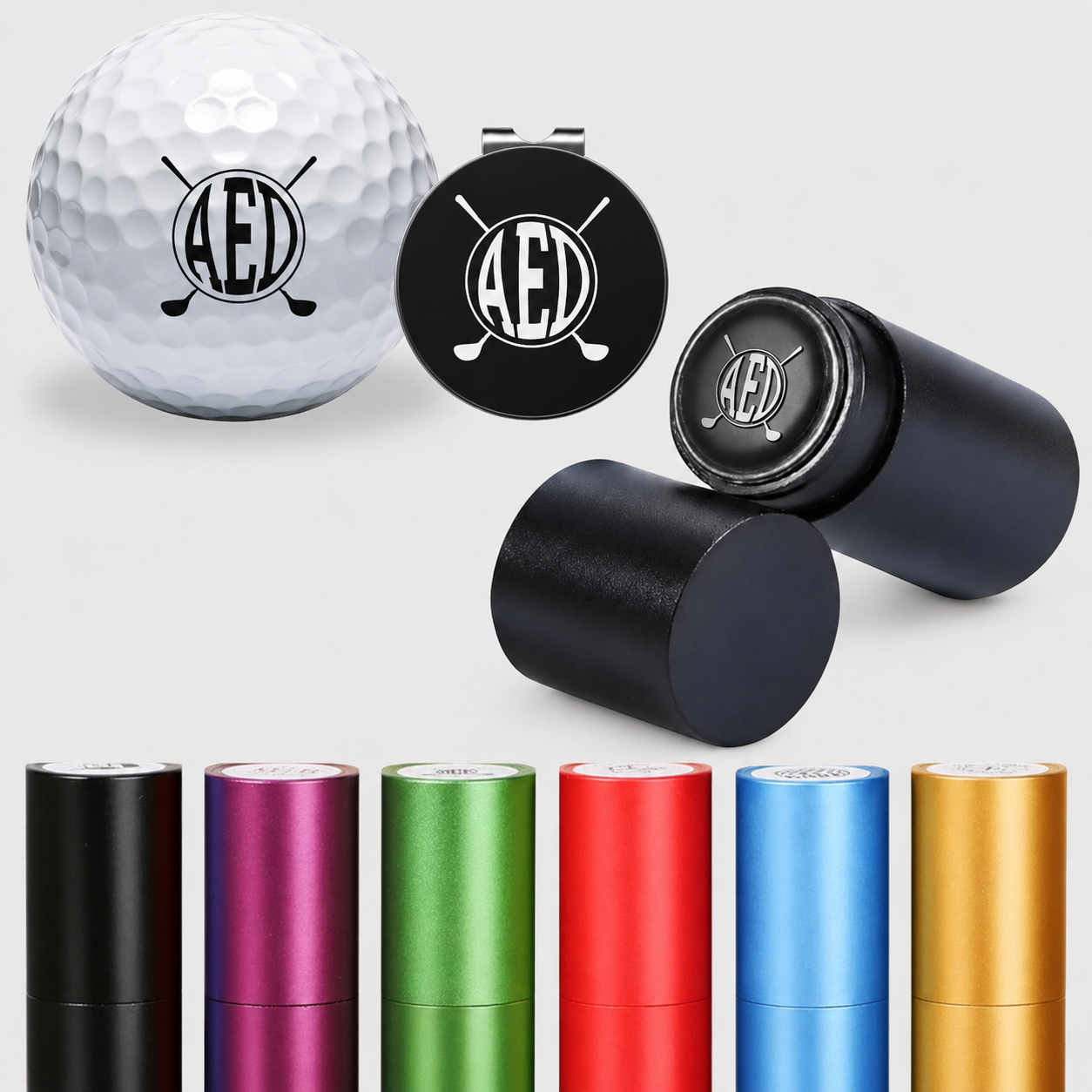 Custom Golf Ball Stamp with Magnetic Hat Clip Set, Personalized Golf Ball Marker, Pre-Inked Waterproof Golf Stamper, Gift for Golf Lovers Dad Husband Men