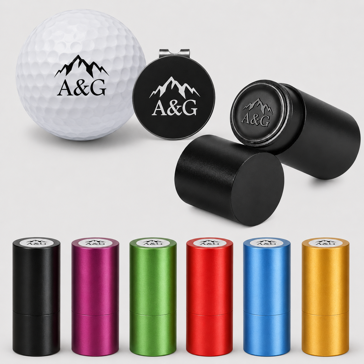 Custom Golf Ball Stamp with Engraved Box, Personalized Logo Stamper and Hat Clip Kit, Waterproof Golf Marker Gift for Dad Husband Golfer