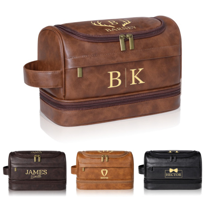 Personalized Men's Leather Toiletry Bag, Dopp Kit, Groomsmen Gifts, Father's Day Gift Travel Toiletry Bag, Men's Leather Accessory