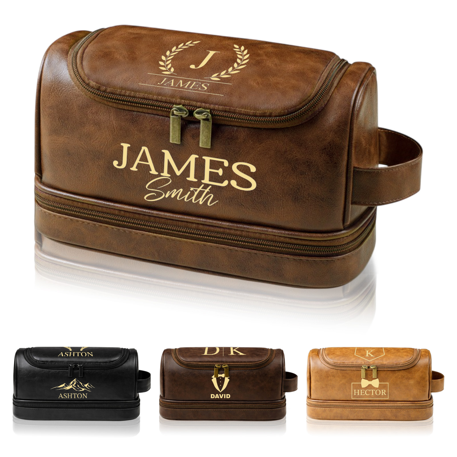 Personalized Men's Leather Toiletry Bag, Dopp Kit, Groomsmen Gifts, Anniversary Gift for Him, Travel Toiletry Bag, Men's Leather Accessory