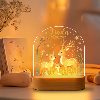 Custom Acrylic Animal Night Light for Kids – Personalized Name Lamp with Pink Bear, Blue Elephant, Bunny, Deer, Panda, Zebra & More Designs, Soft Bedside Glow for Baby Room & Nursery Decor