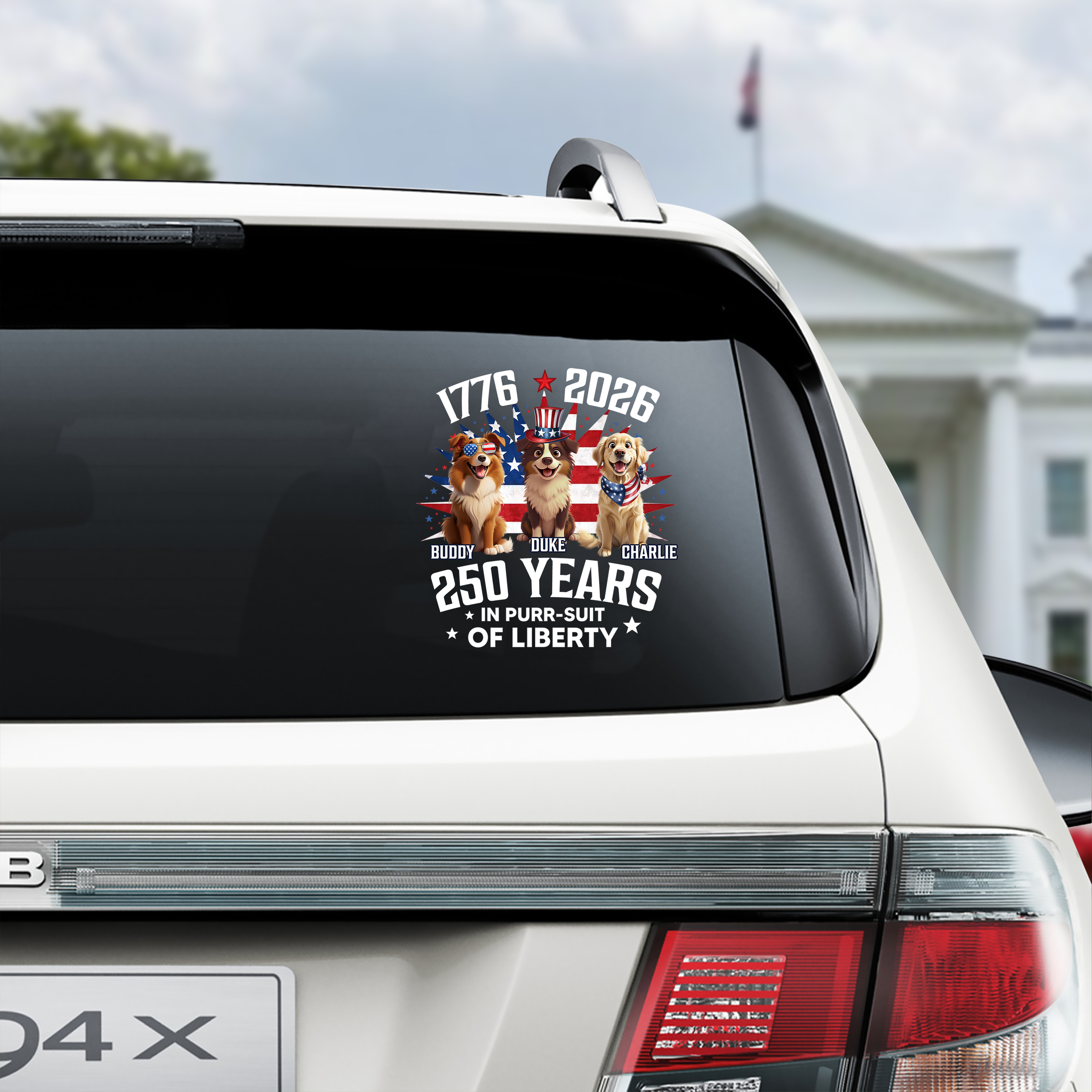 Personalized 250 Years In Purr-suit Of Liberty Vintage Dog Car Sticker HO82 901234