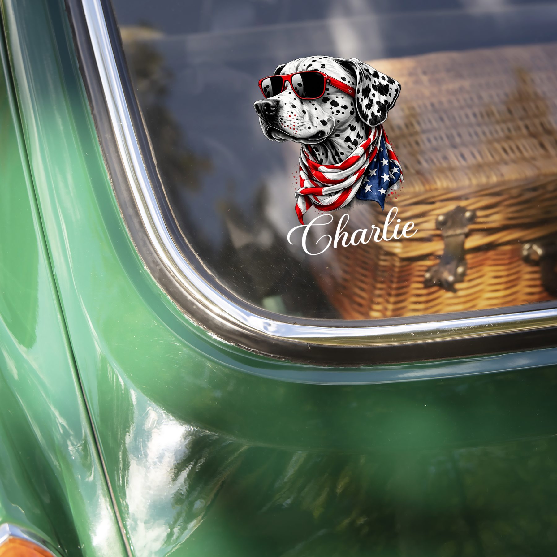 Personalized USA 250 Years Anniversary Patriotic Dog Portrait Car Window Decal LM32 897955