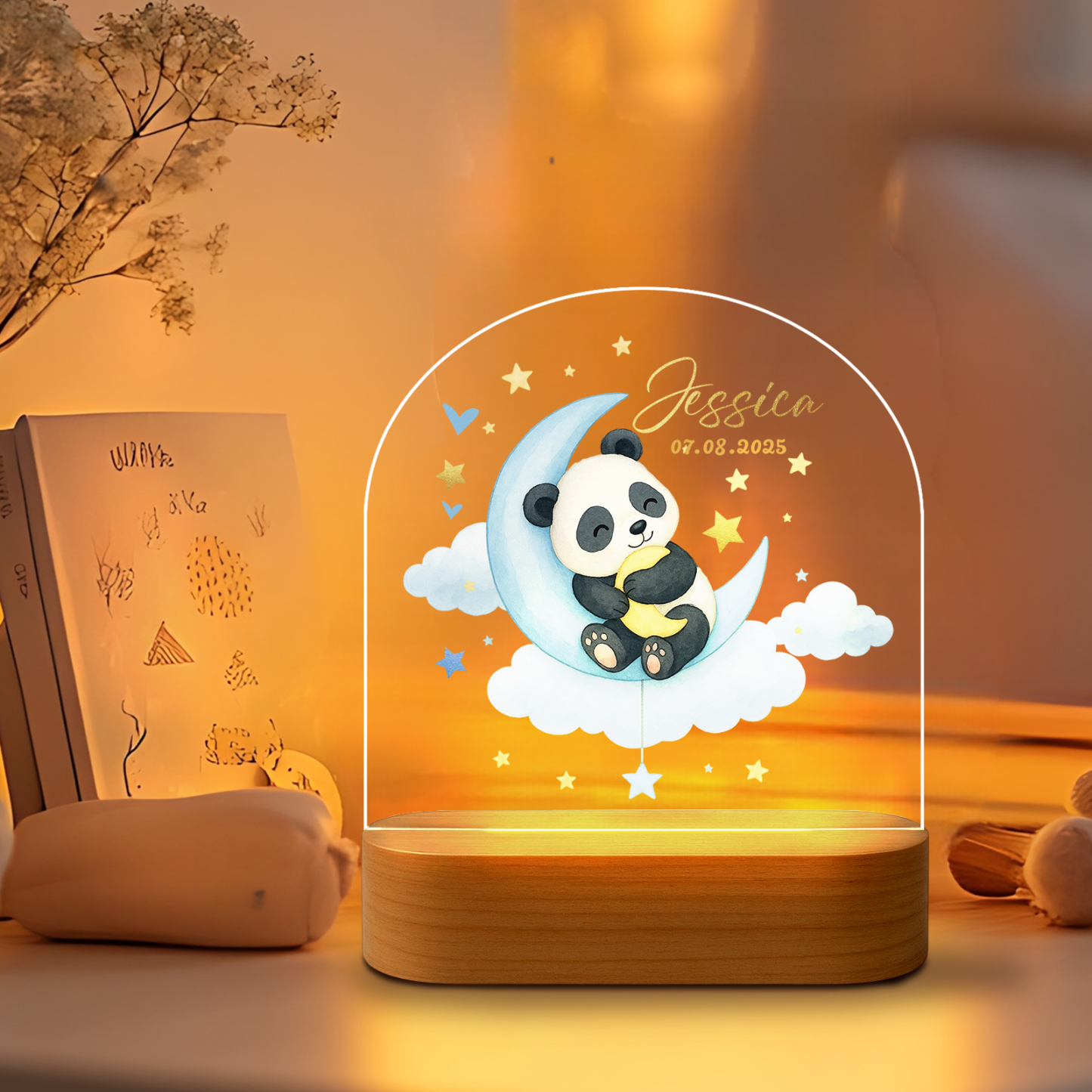 Custom Panda LED Night Light – Soft Blue Glow for Kids Room