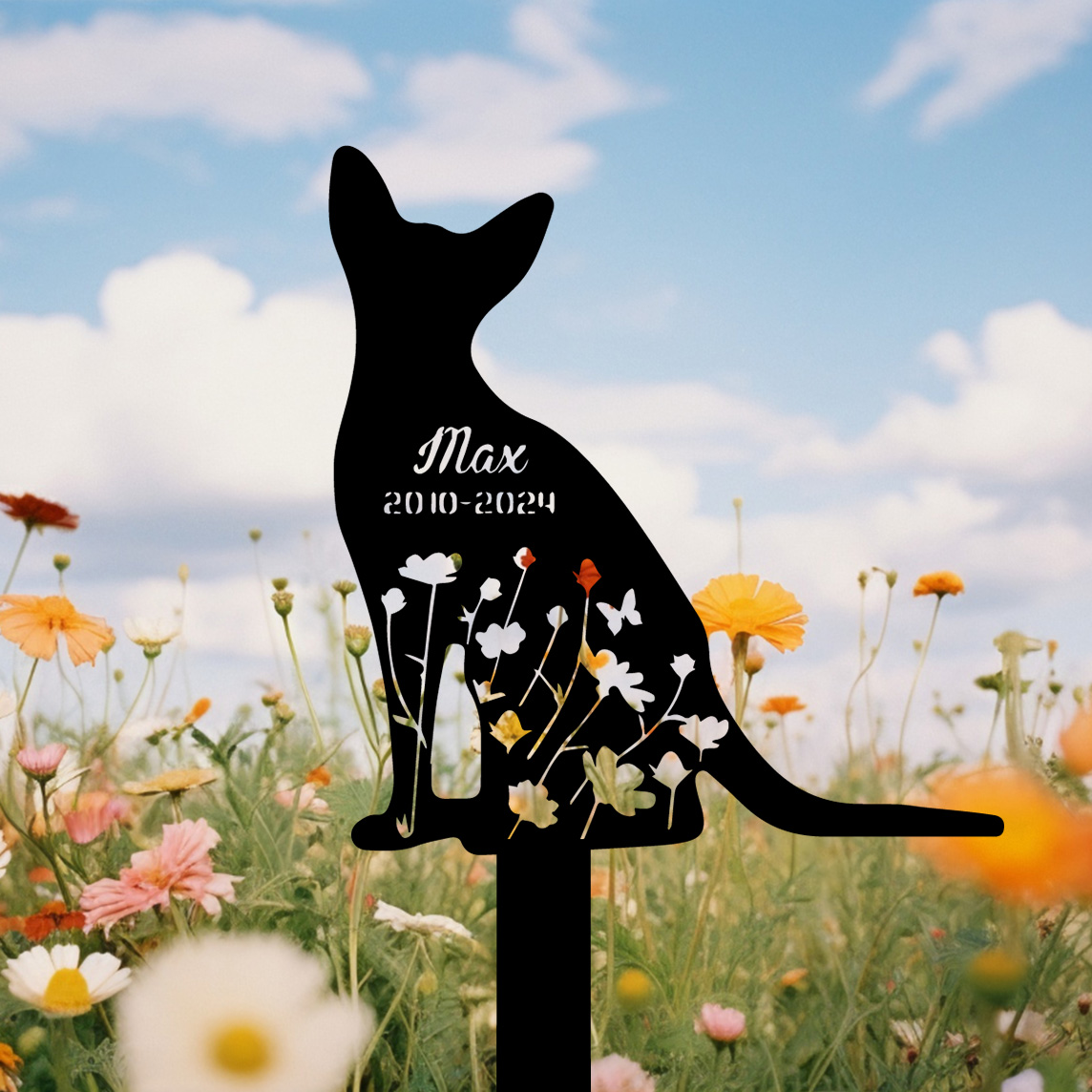 Custom Cat Memorial Stake, Cat Grave Marker, Cat Breed Metal Sign, Pet