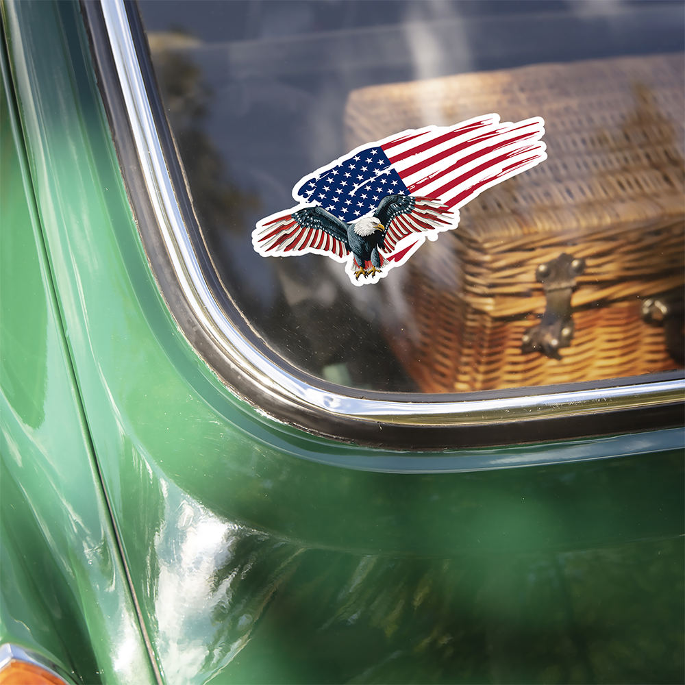 American Eagle Waving USA Flag Car Window Decal Sticker HA75 898390