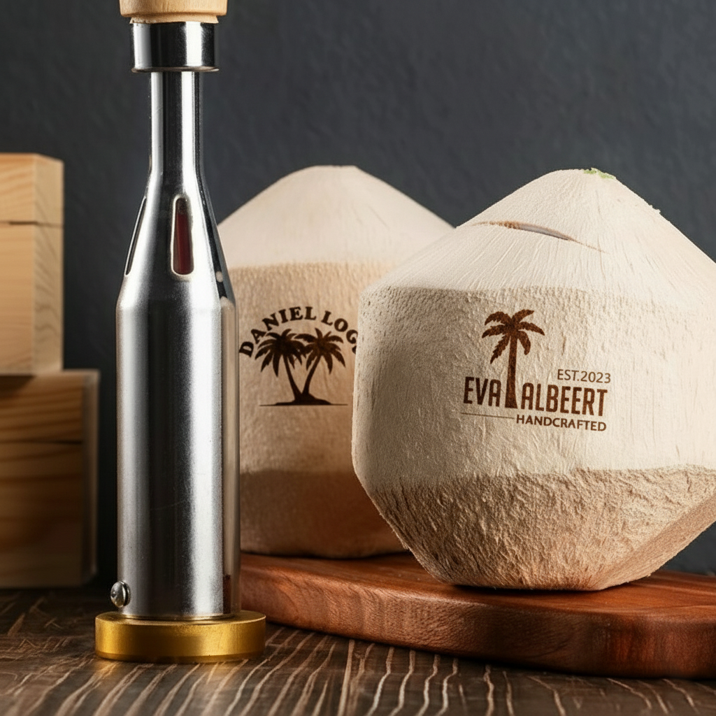 Custom Coconut Stamp Branding Iron for Woodworkers Adjustable Temperature Heated Wood Stamp Personalized Electric Logo Iron for Business Hotel Use