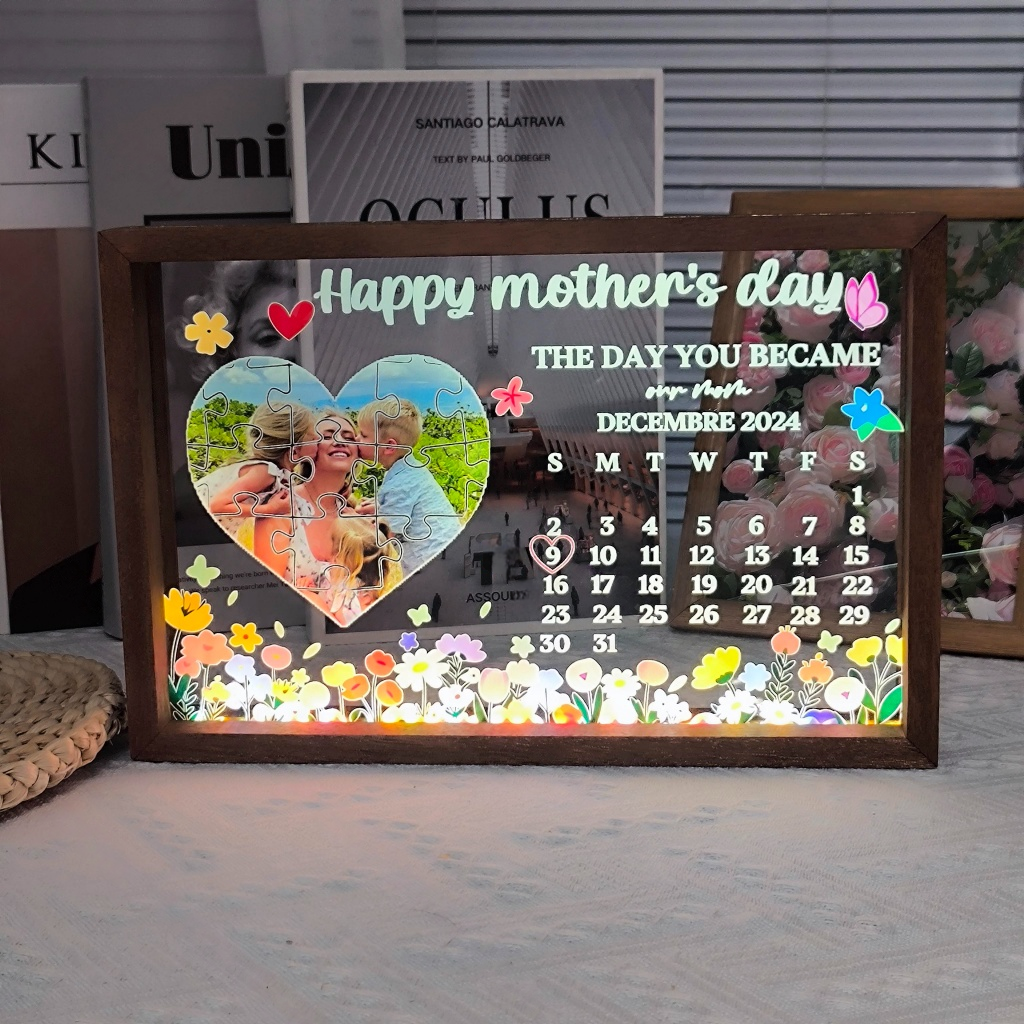 THE DAY YOU BECAME our mom - Personalized LED Frame Box for Mother's Day