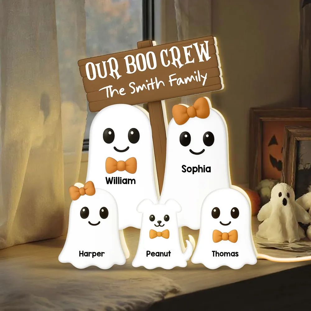 Halloween Boo Family Personalized LED Light Box, Halloween Home Tabletop, Shelf Sitter Decoration