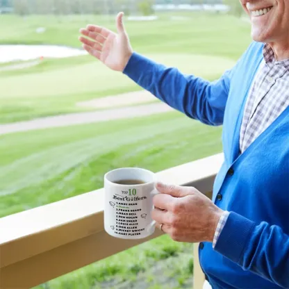 Personalized Funny Top 10 Golfers 11 oz Ceramic Coffee Mug with Name Game Day Birthday Gift for Golf Lover Husband Dad